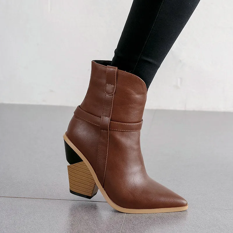 SnakeLux Winter High Heel Pointed Ankle Boots