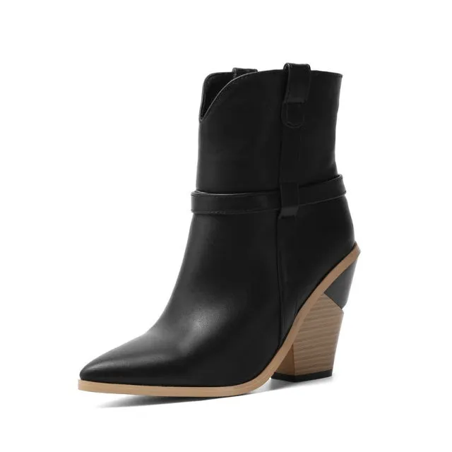 SnakeLux Winter High Heel Pointed Ankle Boots