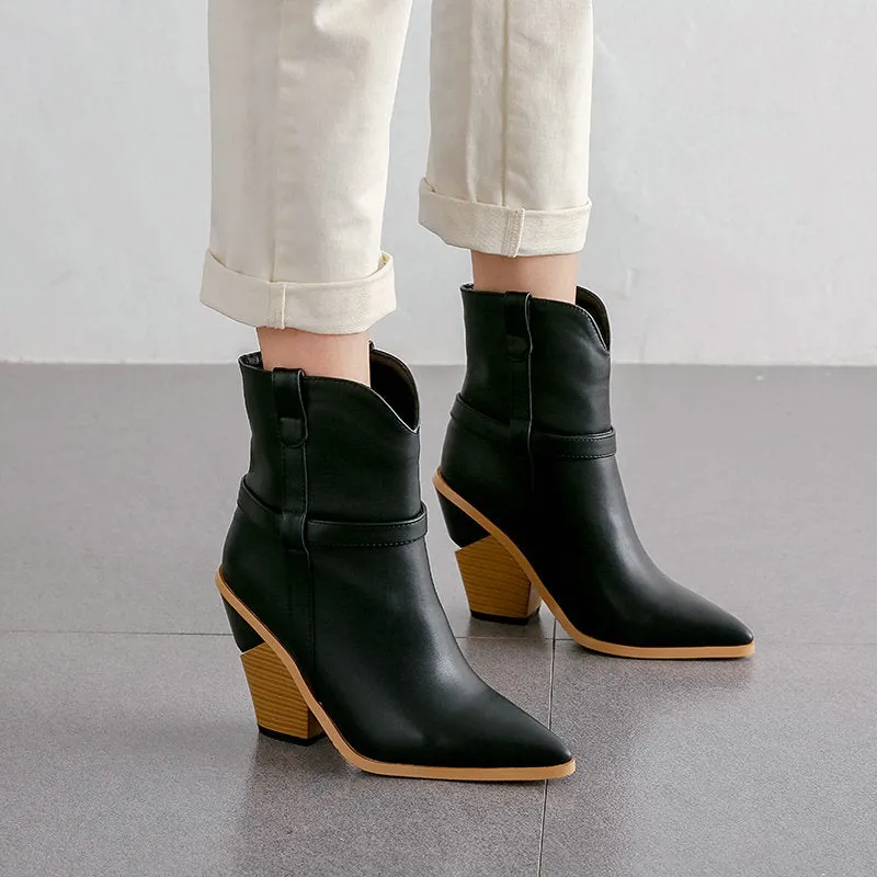 SnakeLux Winter High Heel Pointed Ankle Boots