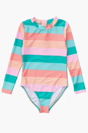 Snapper Rock Sunset Stripe Long Sleeve Swimsuit