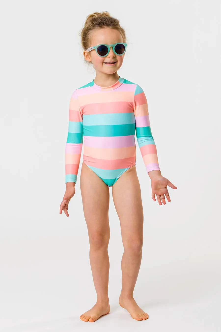 Snapper Rock Sunset Stripe Long Sleeve Swimsuit