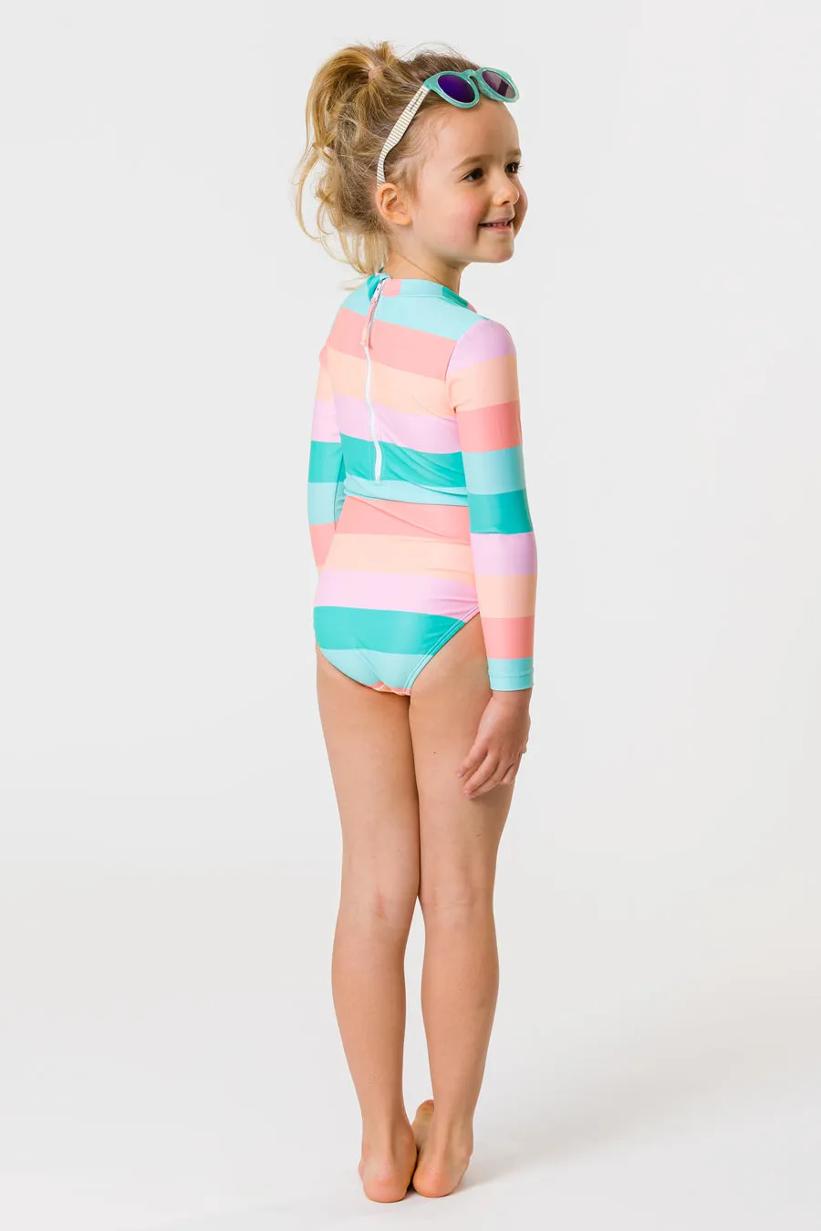 Snapper Rock Sunset Stripe Long Sleeve Swimsuit