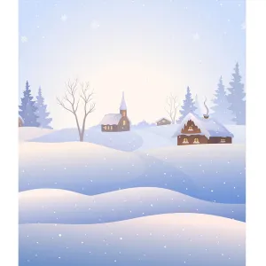 Snow Covered Town Printed Backdrop