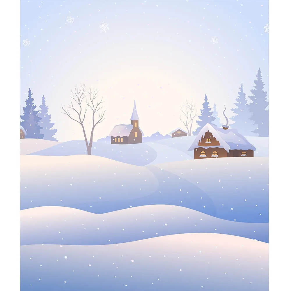 Snow Covered Town Printed Backdrop