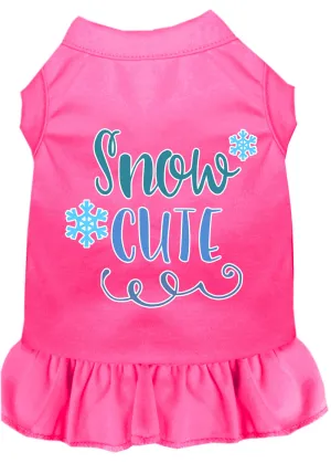 Snow Cute Screen Print Dog Dress Bright Pink Xl