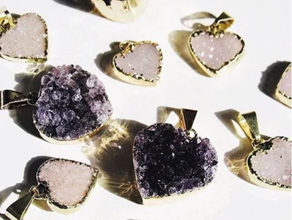 Snow Druzy Heart Necklaces