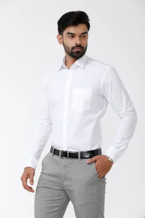 Snow Field - 100% Cotton Formal White Shirt For Men | Uathayam