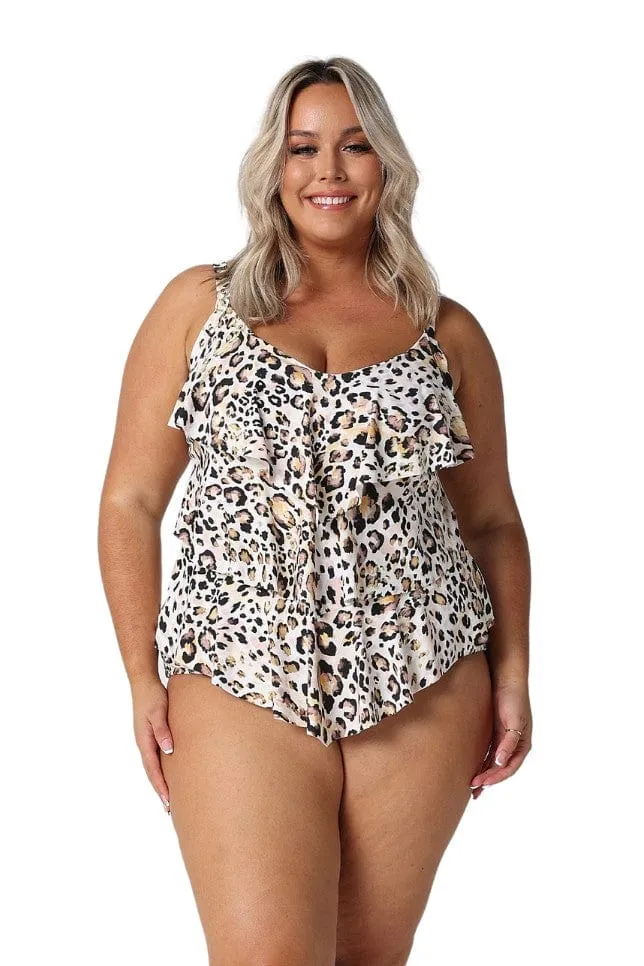 Snow Leopard 3 Tier Tankini Top