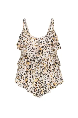 Snow Leopard 3 Tier Tankini Top