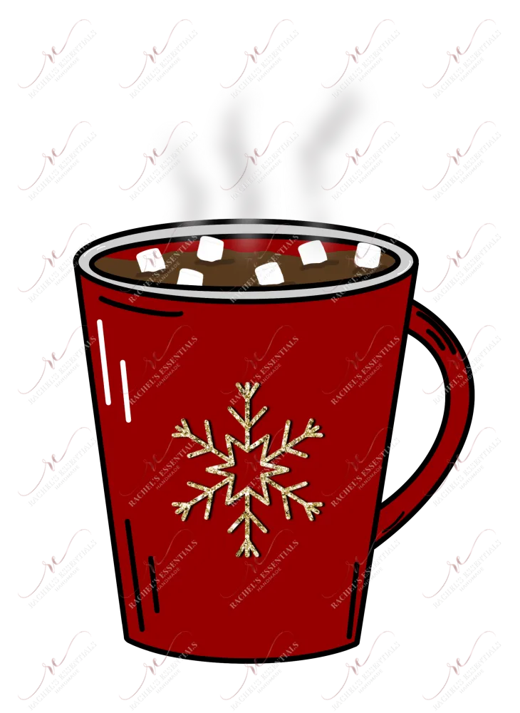 Snowflake hot cocoa coffee cup - ready to press sublimation transfer print