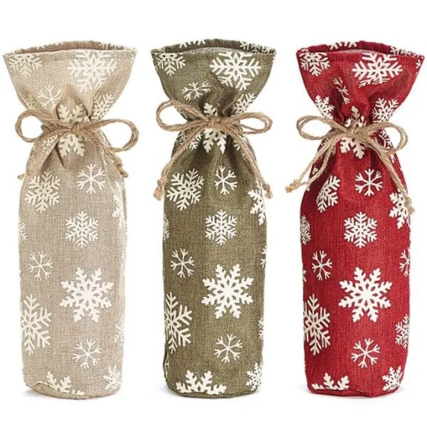 Snowflake Wine Bottle Gift Bags - 3 pc Set