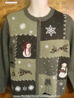 Snowman and Outdoor Fun Ugly Xmas Sweater