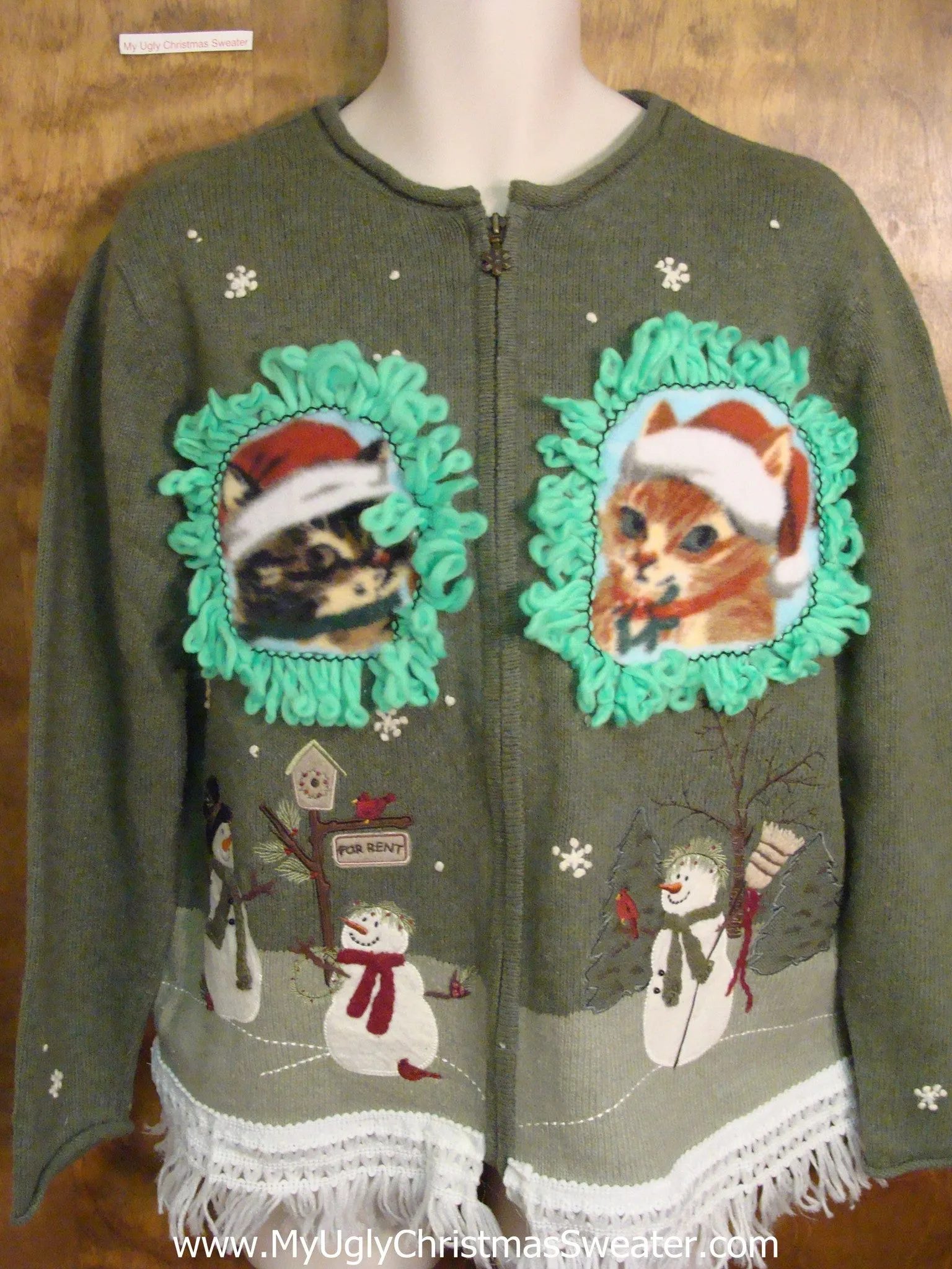 Snowman Family and Kittens Ugly Christmas Sweater