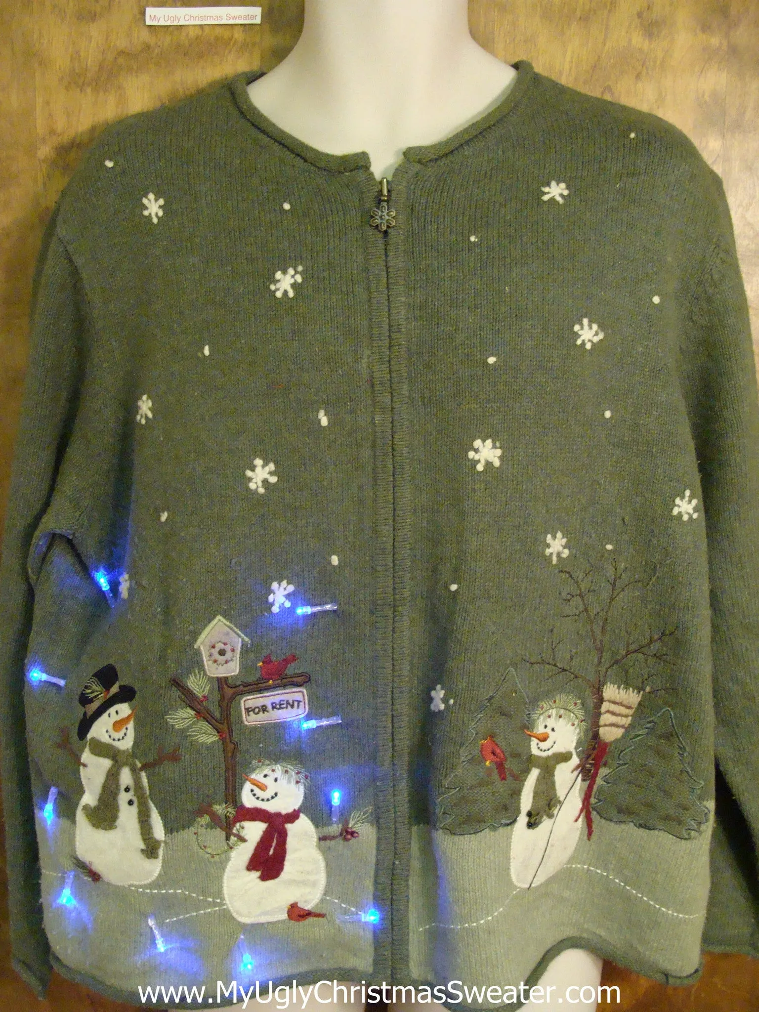 Snowman Trio Winter Wonderland Light Up Ugly Xmas Sweater