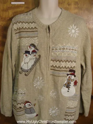 Snowmen Fun Outside Corny Christmas Sweater