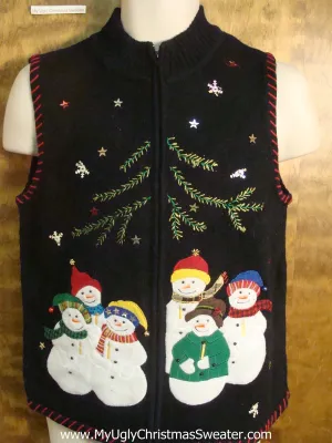 Snowmen Gathering Ugly Christmas Sweater Vest