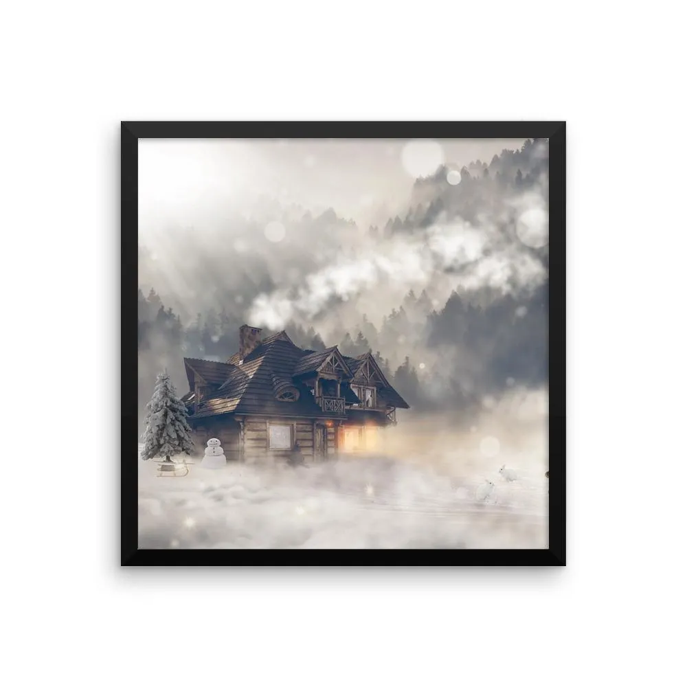 Snowy Fantasy House Framed Photo Poster Wall Art Decoration Decor For Bedroom Living Room