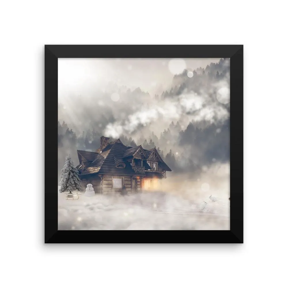 Snowy Fantasy House Framed Photo Poster Wall Art Decoration Decor For Bedroom Living Room