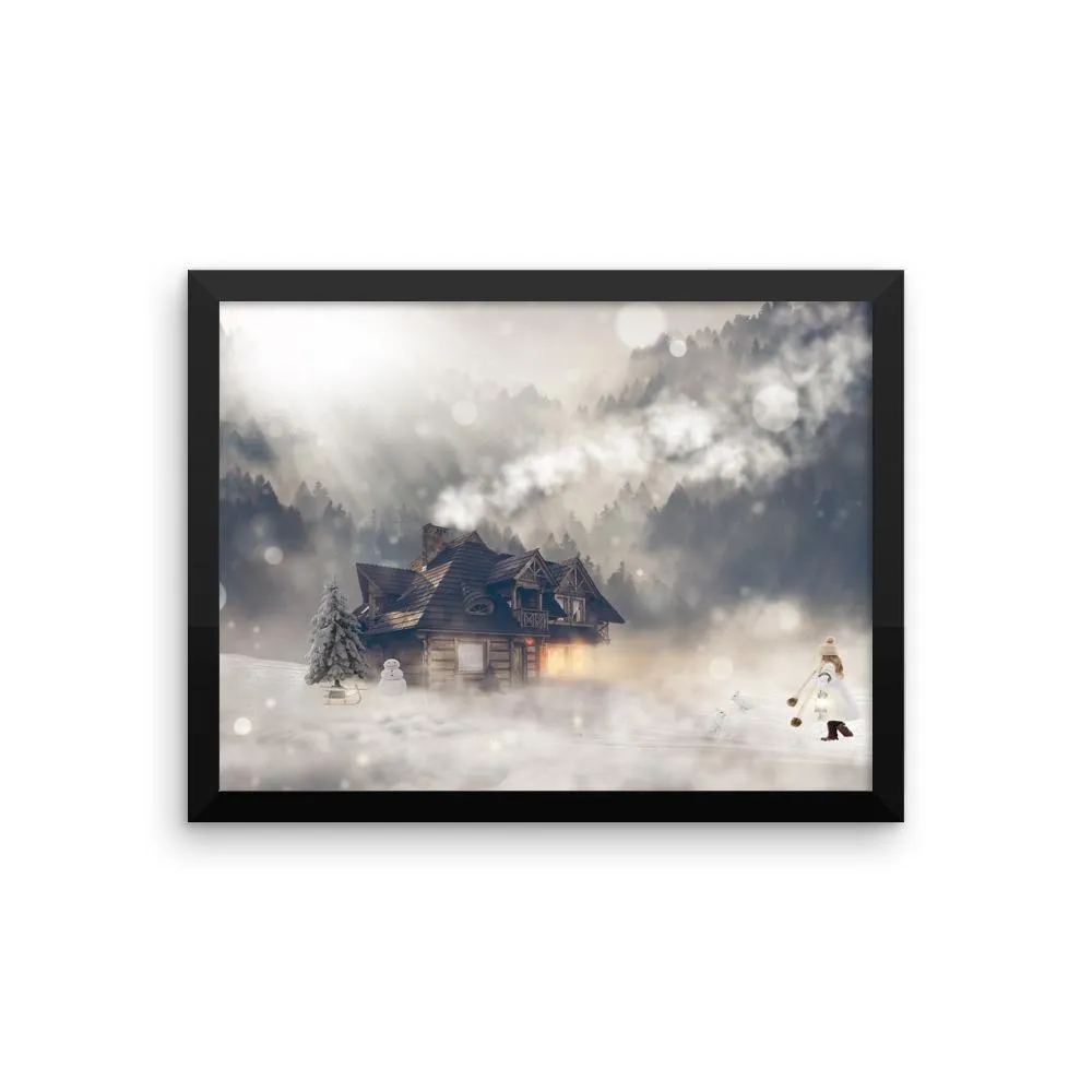 Snowy Fantasy House Framed Photo Poster Wall Art Decoration Decor For Bedroom Living Room