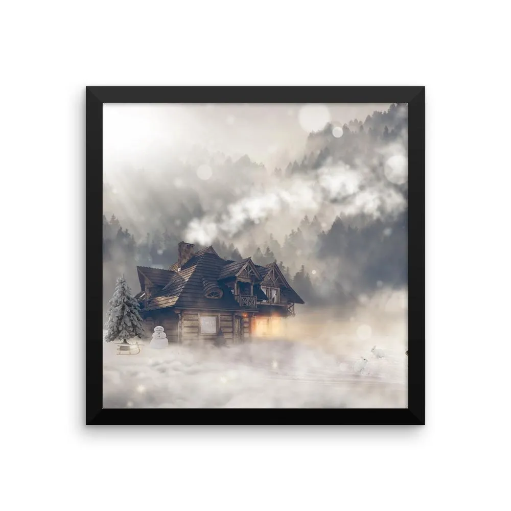 Snowy Fantasy House Framed Photo Poster Wall Art Decoration Decor For Bedroom Living Room