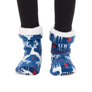 Snuggs Boot Dark Blue Christmas