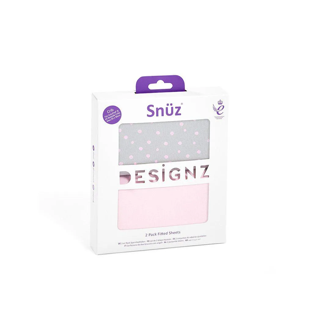 Snuz Crib Fitted Sheets - Rose Spots - 2 Pack