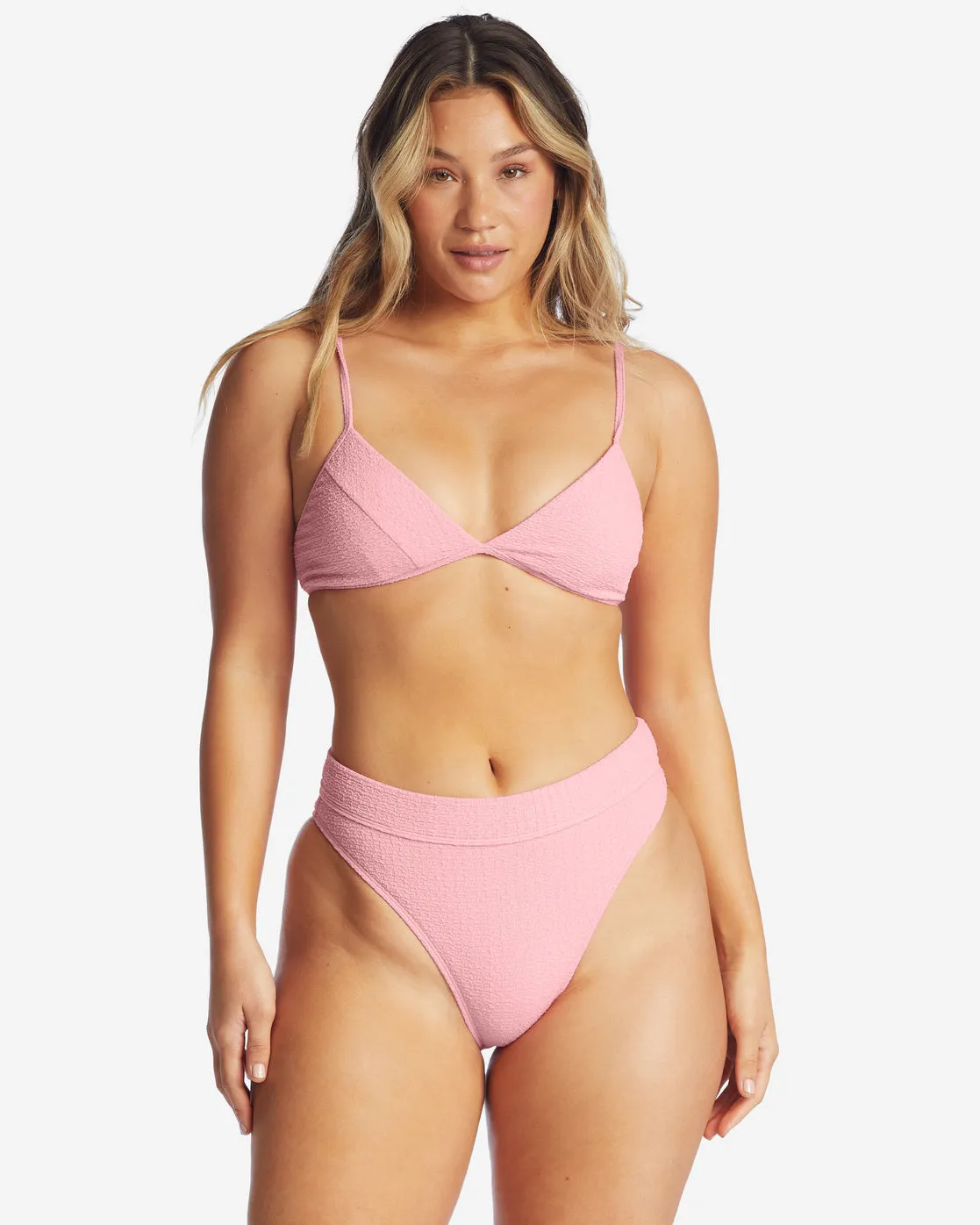 So Dazed Charlie Fixed Triangle Bikini Top - Pink Sunset