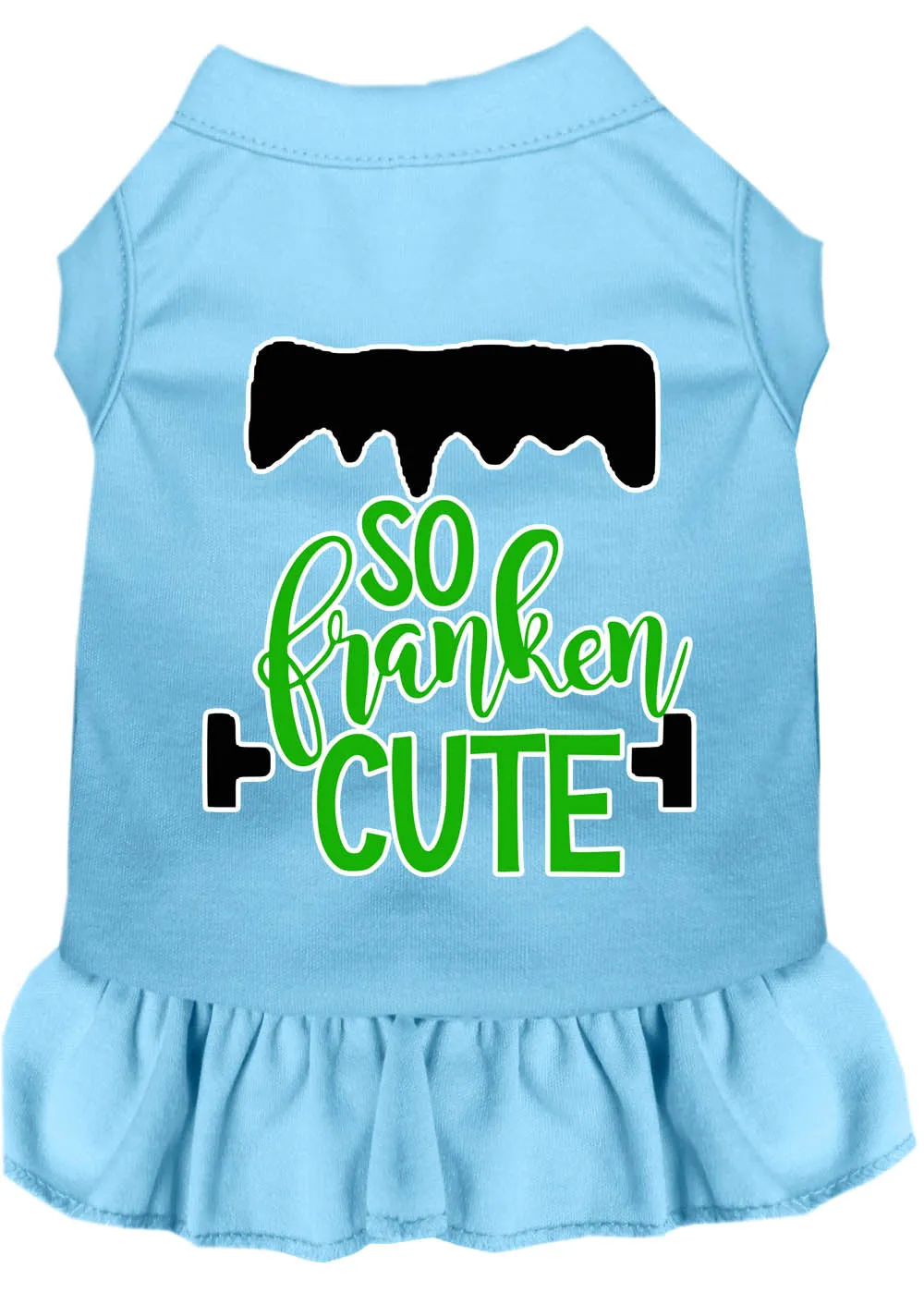 So Franken Cute Screen Print Dog Dress Baby Blue Med