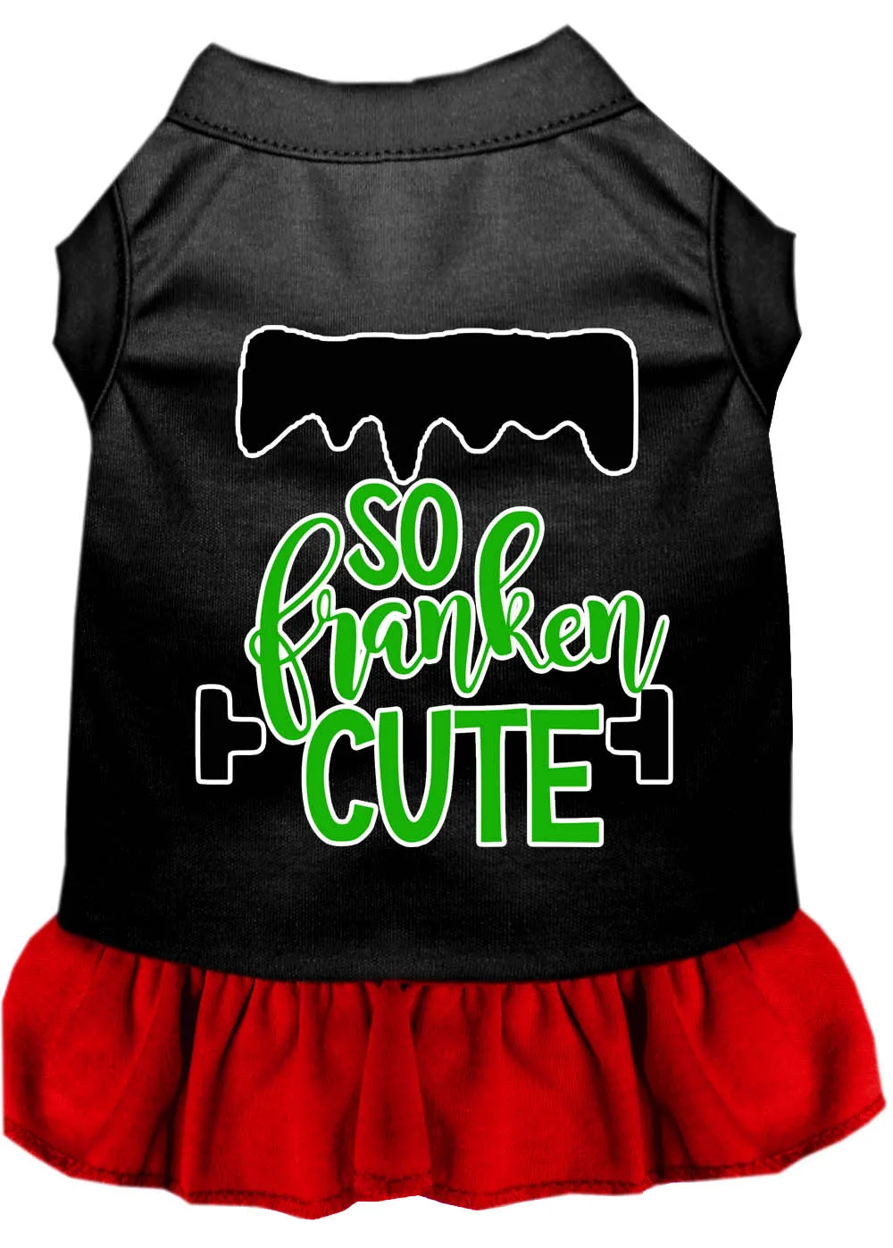 So Franken Cute Screen Print Dog Dress Black With Red Xs