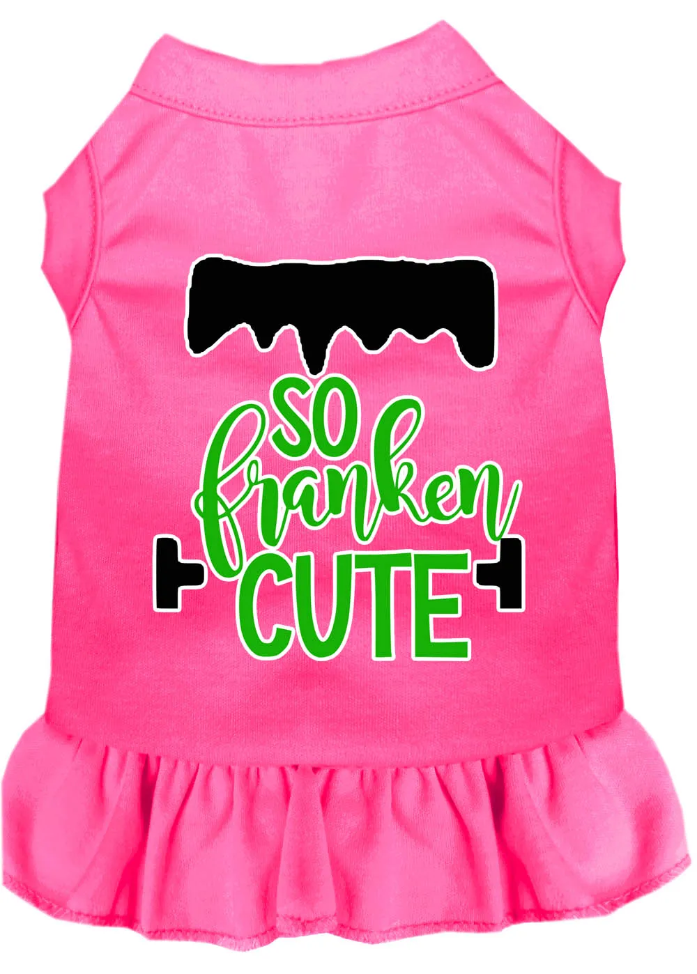 So Franken Cute Screen Print Dog Dress Bright Pink 4x