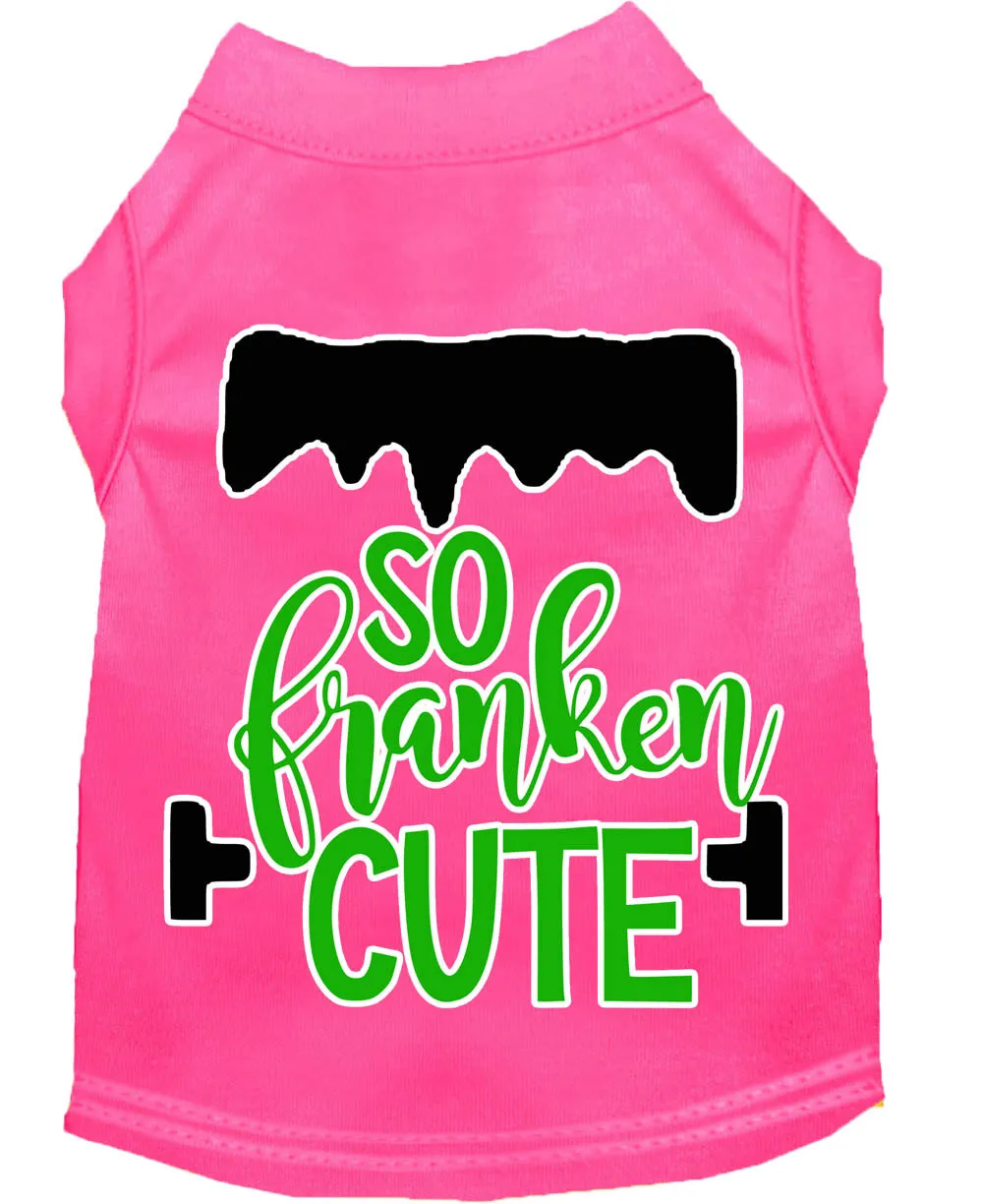 So Franken Cute Screen Print Dog Shirt Bright Pink Xxxl