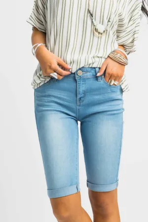 So Solid Light Wash Bermuda Shorts