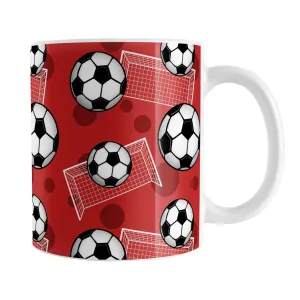 Soccer Ball and Goal Pattern Red Mug