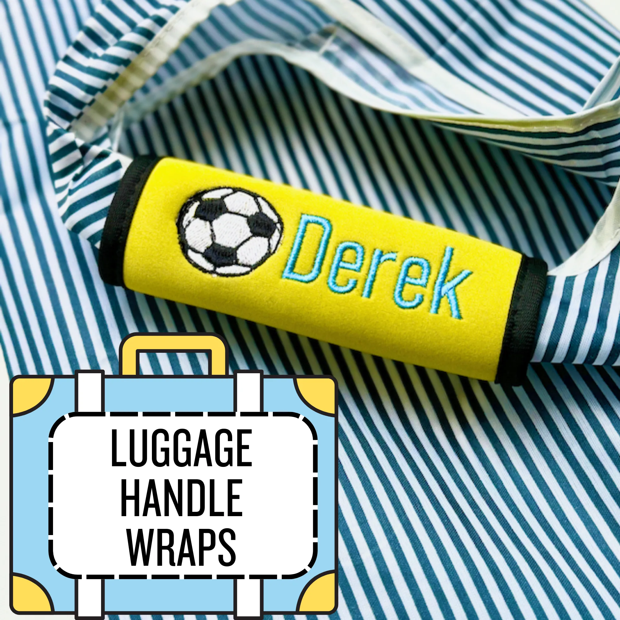 Soccer Name Luggage Handle Wrap Personalized and Embroidered, Softball Name Suitcase Tag