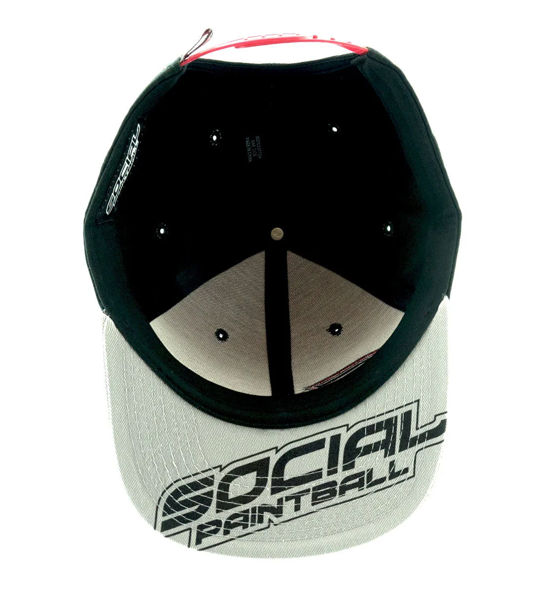 Social Paintball Snapback Hat Scarlet Red Black, Grey Bill