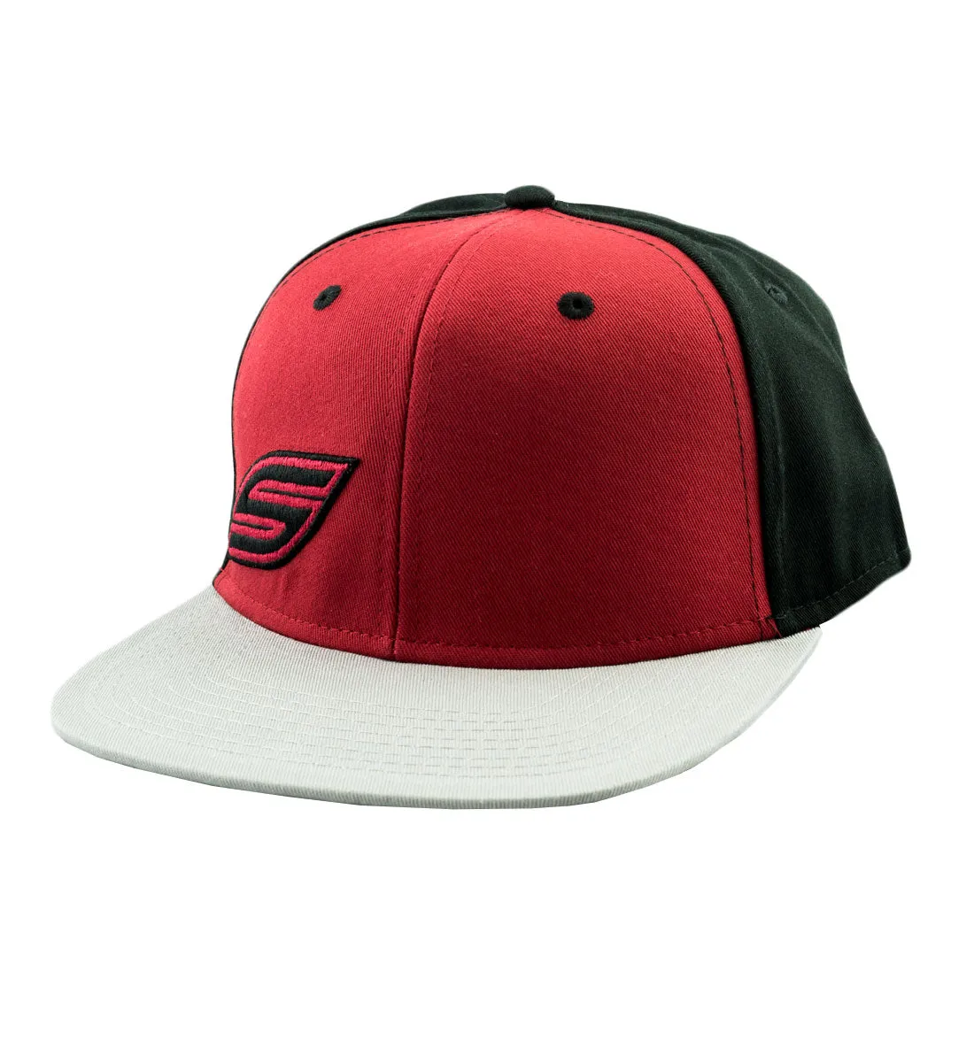 Social Paintball Snapback Hat Scarlet Red Black, Grey Bill