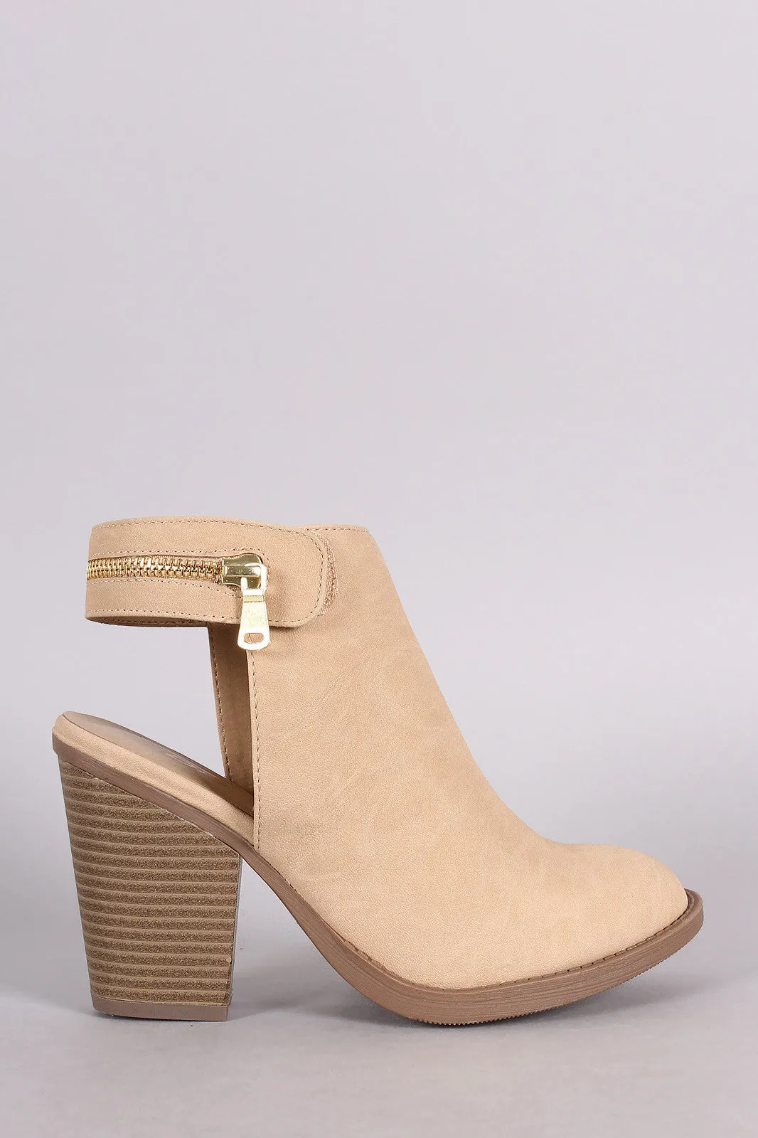 Soda Zipper Trim Chunky Heel Booties