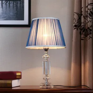 Sofia - Blue/Cream Gray/Beige Tapered Pleated Shade Table Lamp