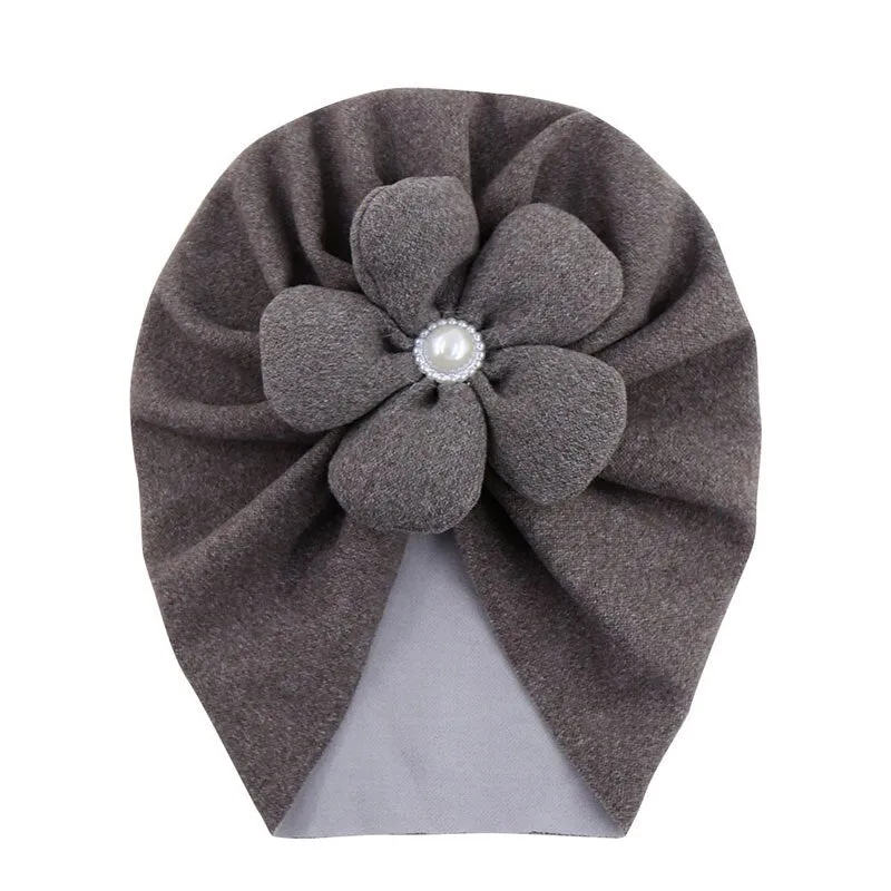 Soft & Warm Floral Pattern Girl's Turban Hats