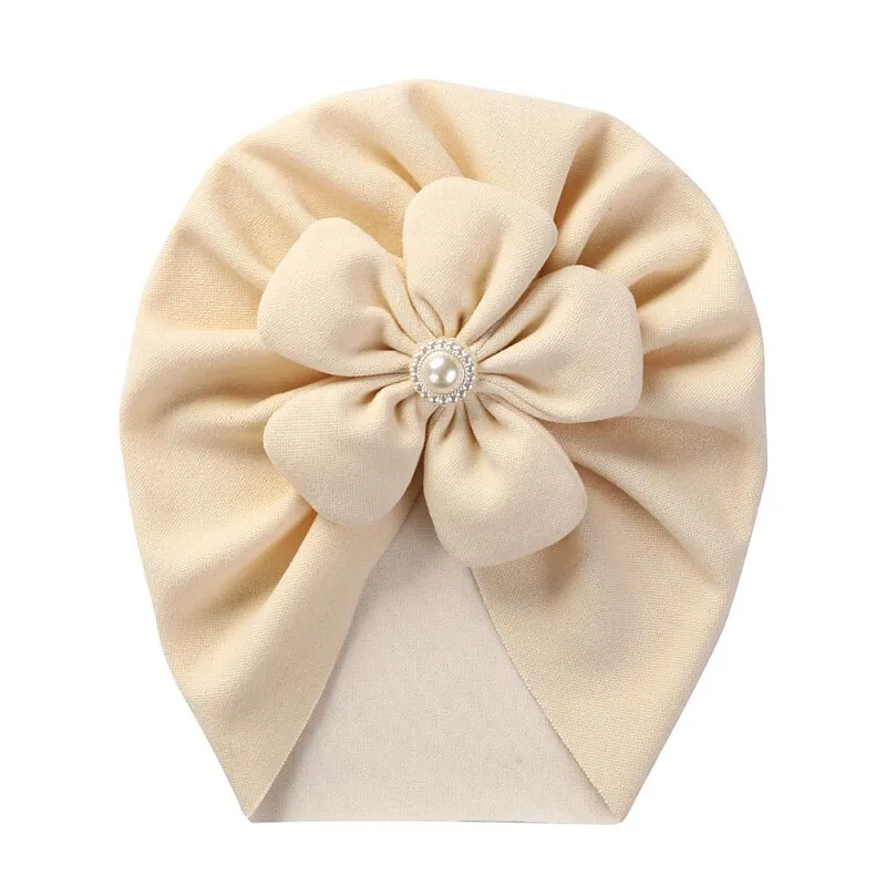 Soft & Warm Floral Pattern Girl's Turban Hats