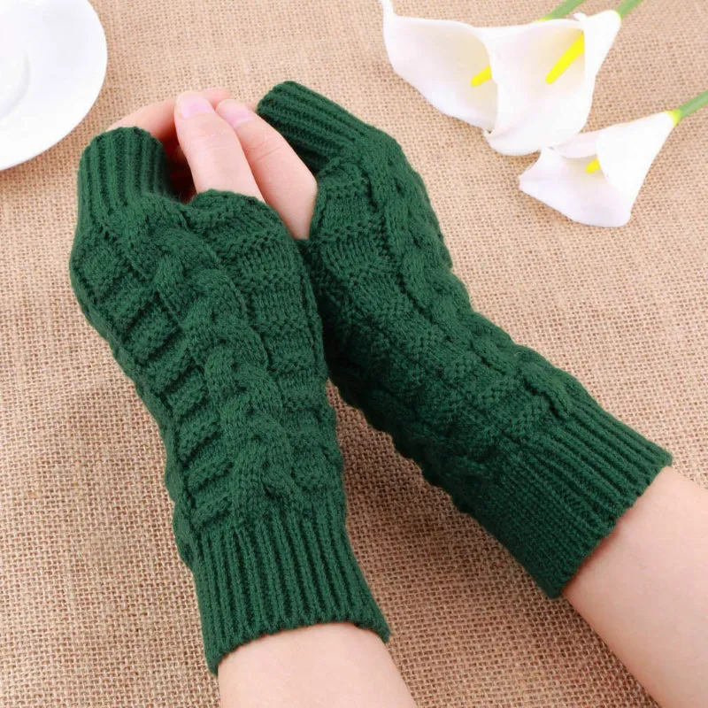 Soft and Warm Knitted Fingerless Winter Gloves