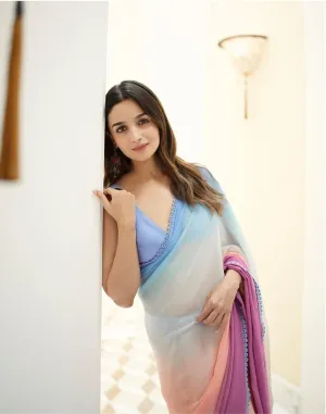 Soft Chiffon Multicolored Saree