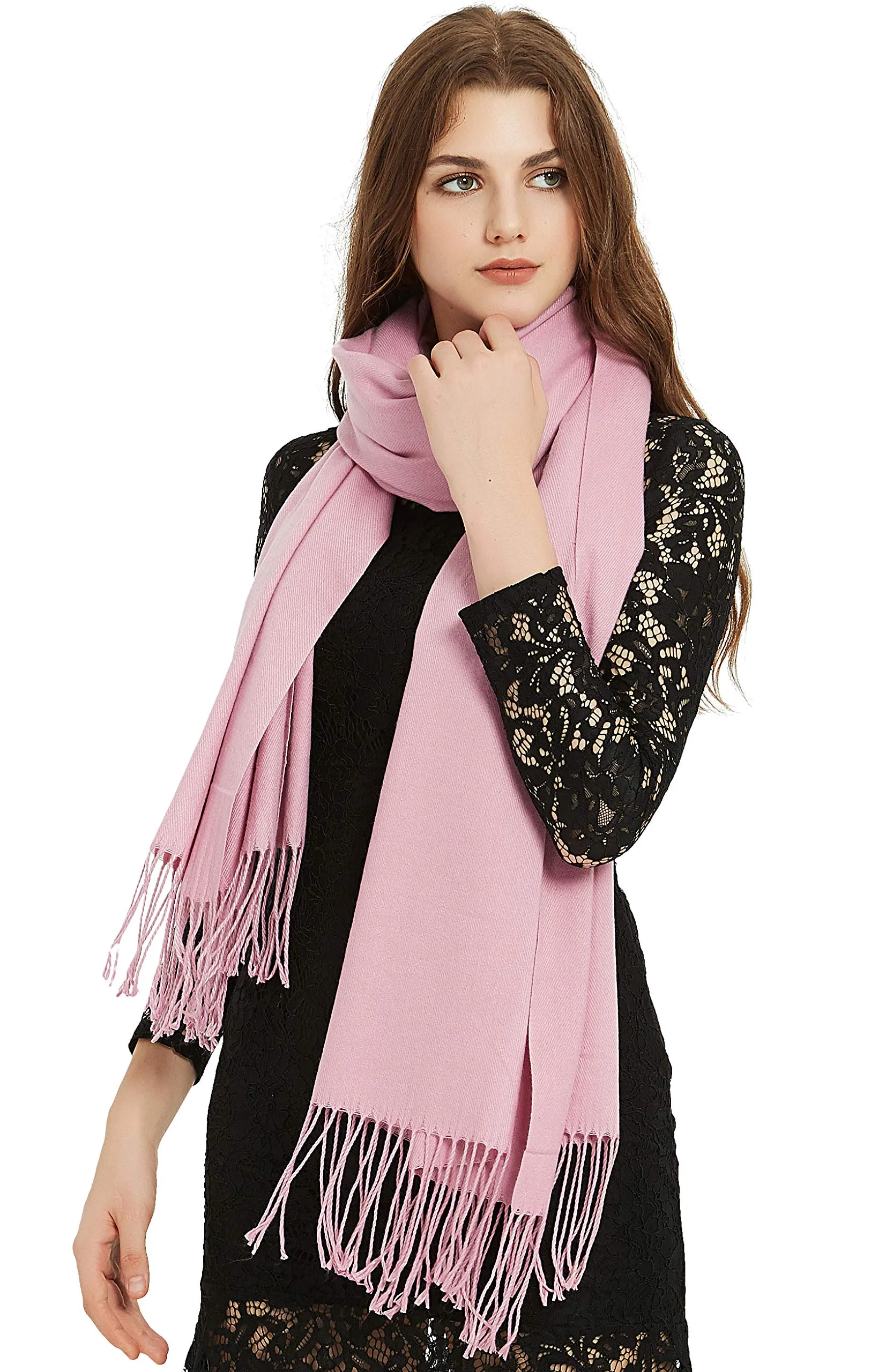 Soft Elegant Solid Color Virgin Wool Cashmere Scarf Shawl Warp