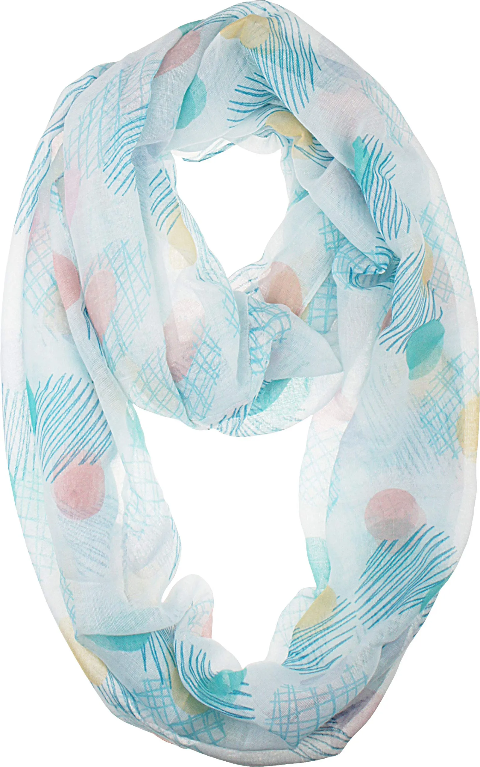 Soft Light Elegant Polka Dot Print Sheer Infinity Scarf