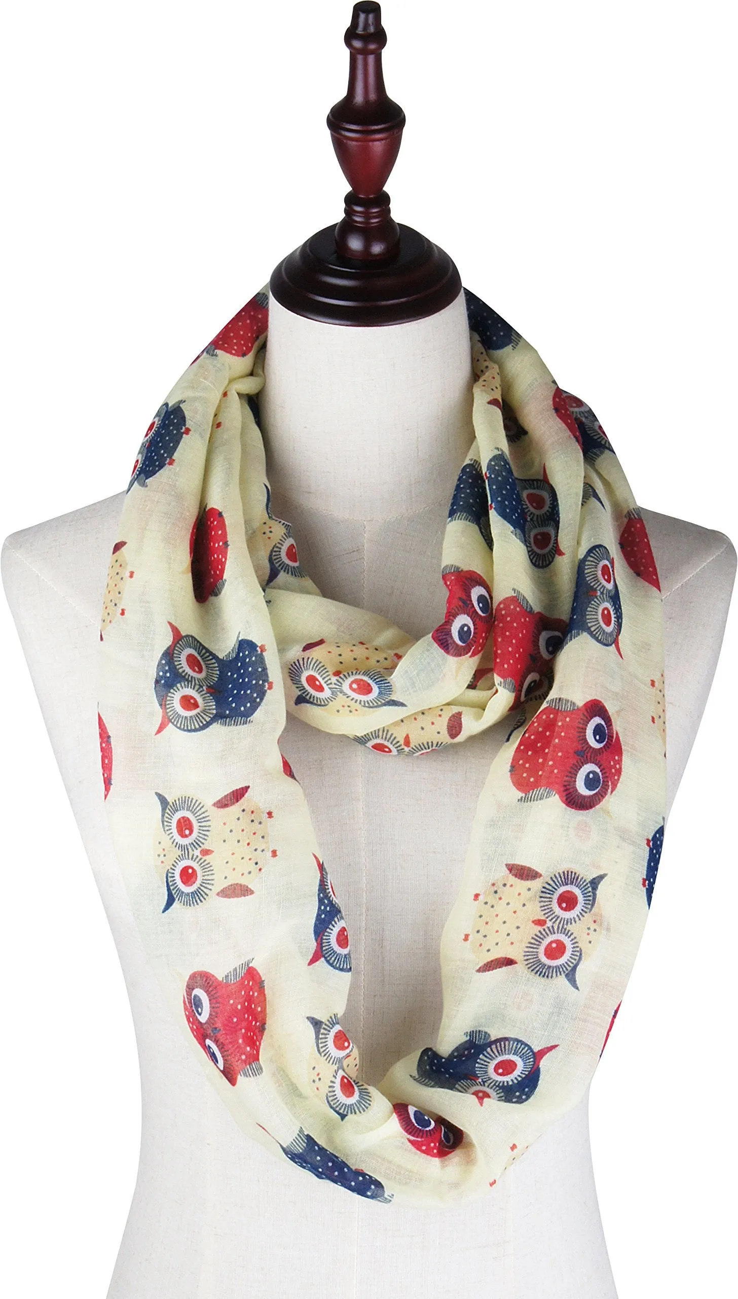 Soft Light Weight Cartoon Owl Sheer Scarf Shawl Wrap