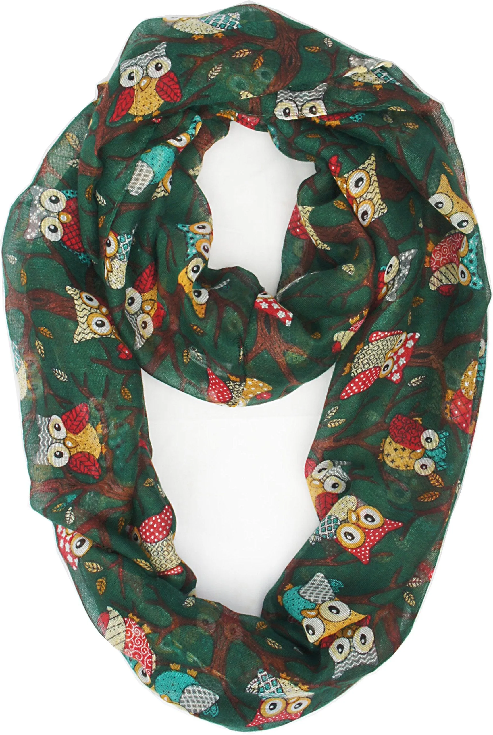 Soft Light Weight Cartoon Owl Sheer Scarf Shawl Wrap