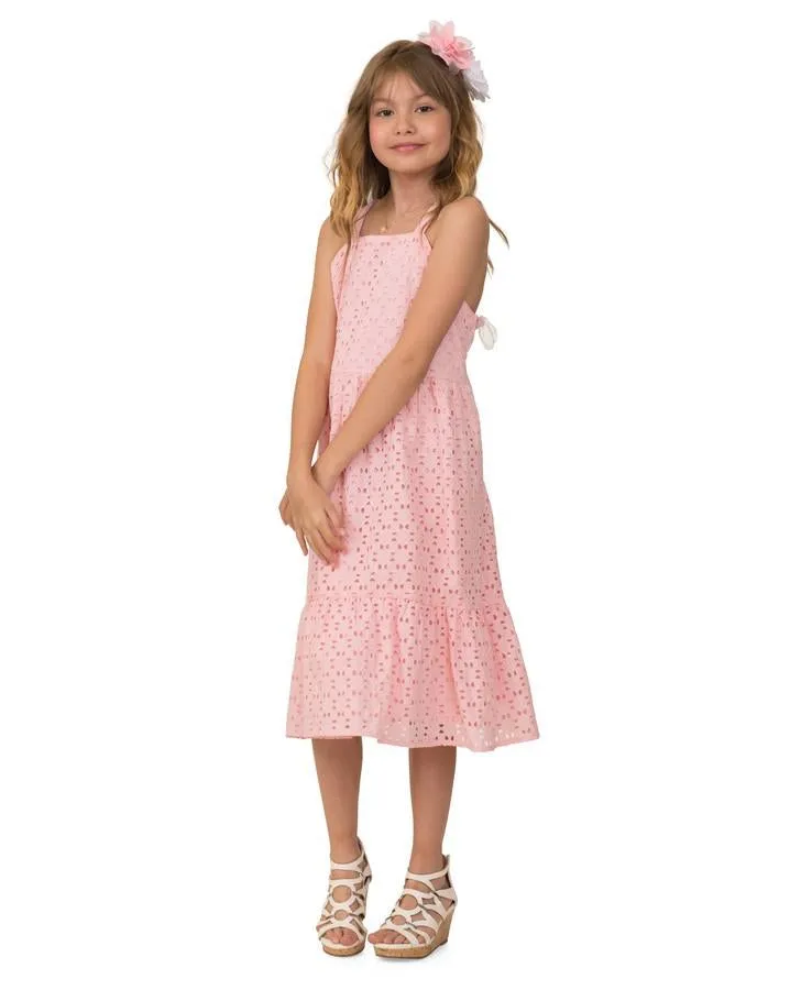 Soft Pink Eyelet Tier Dress