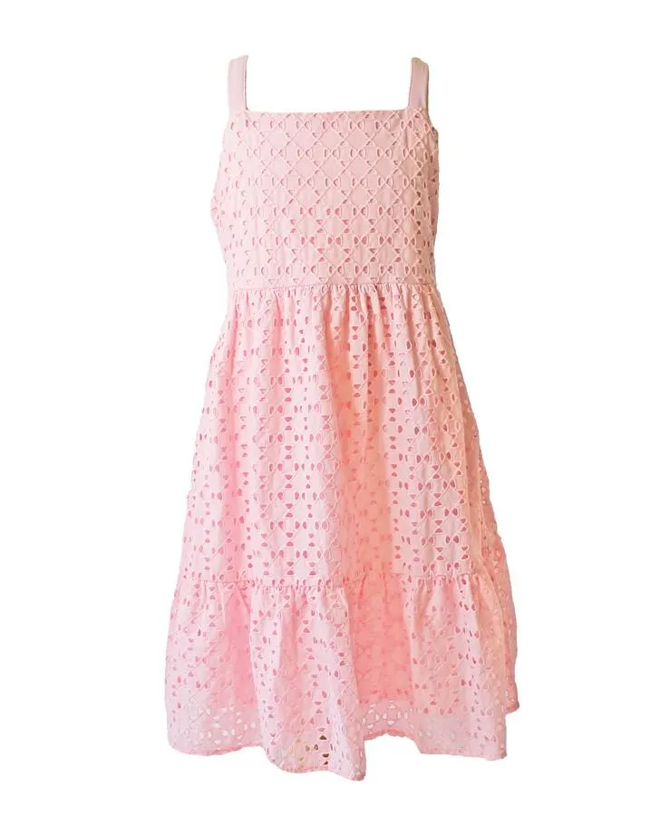 Soft Pink Eyelet Tier Dress