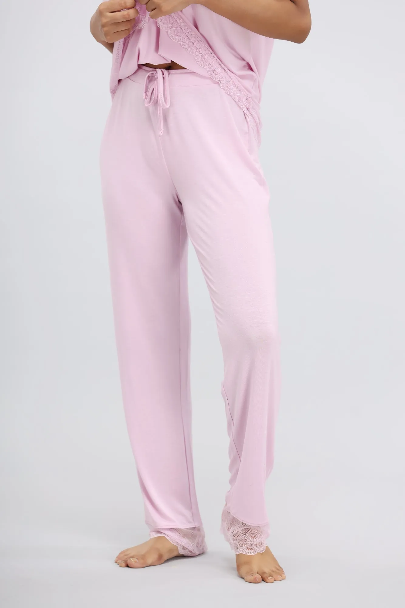 Soft Pink Modal Lace Pajama