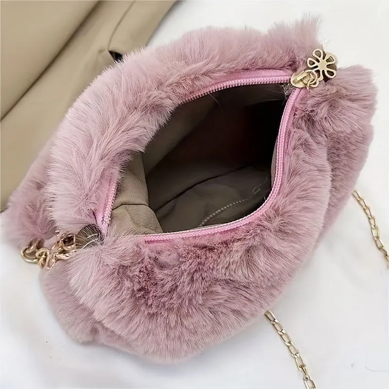 Soft Plush Fluffy Fur Crossbody Tote Handbags